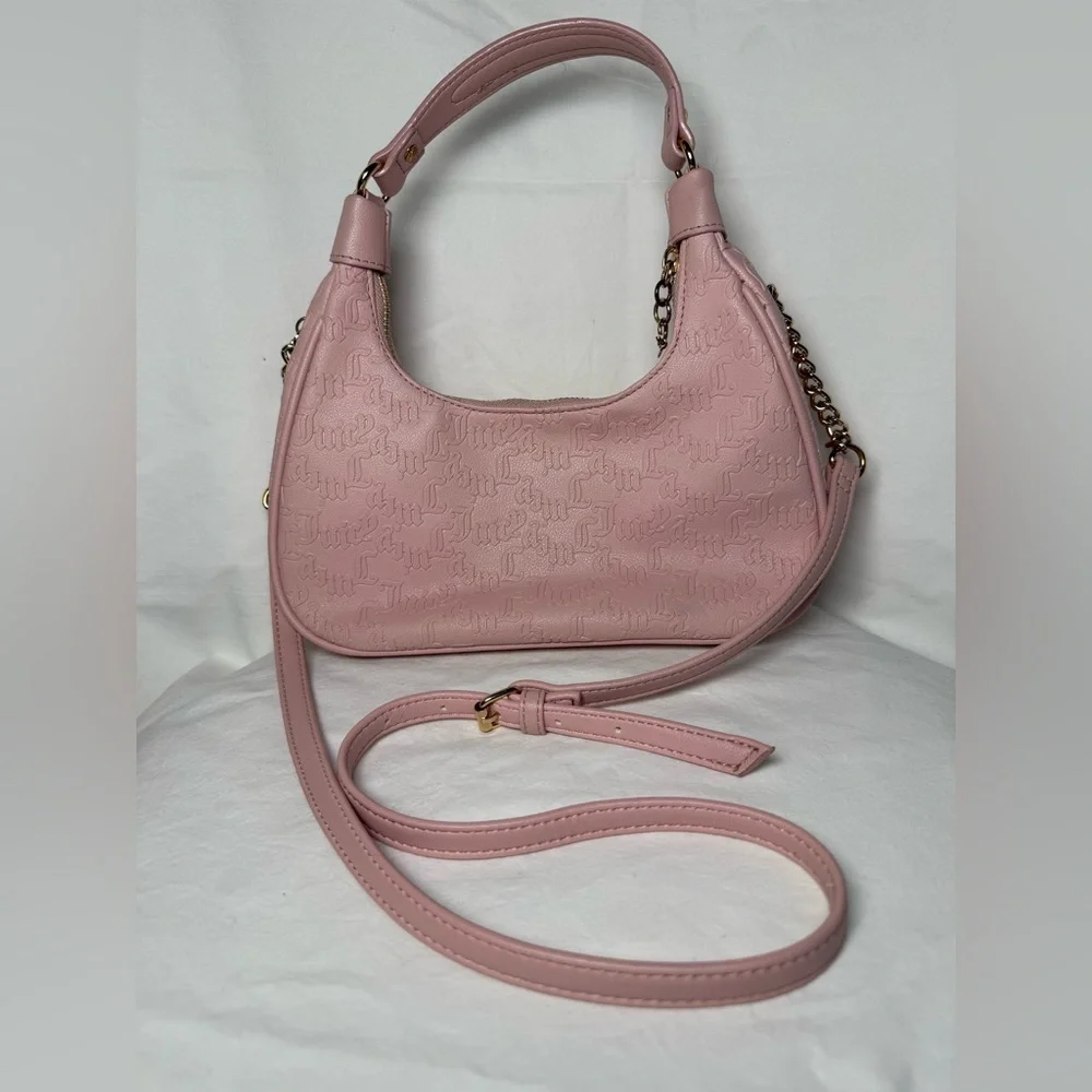 Juicy Couture Pink Diamond String of Pearls Rhinestone Hobo Crossbody